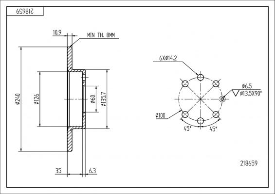 Hart 218 659 - Тормозной диск autospares.lv