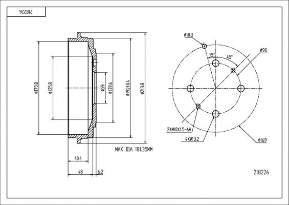 Hart 218 226 - Тормозной барабан autospares.lv