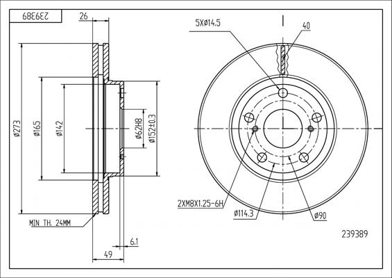 Hart 239 389 - Тормозной диск autospares.lv