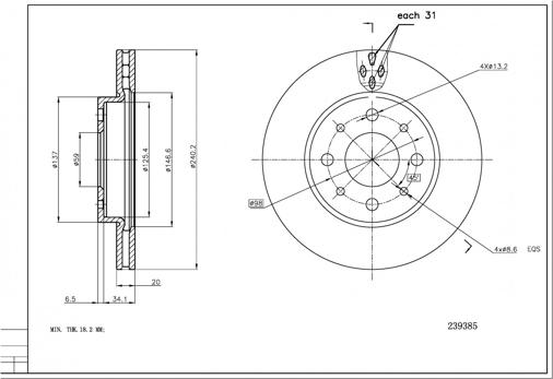 Hart 239 385 - Тормозной диск autospares.lv