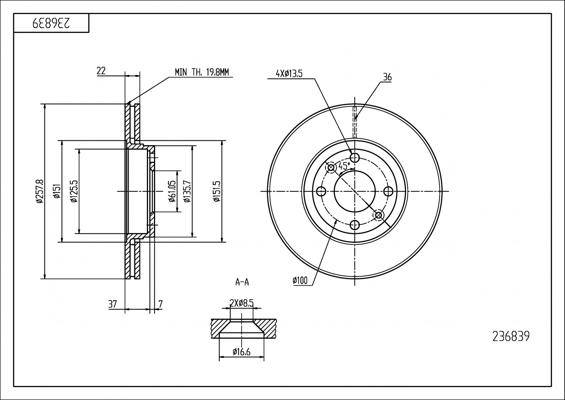 Hart 236 839 - Тормозной диск autospares.lv