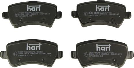 Hart 230 959 - Тормозные колодки, дисковые, комплект autospares.lv