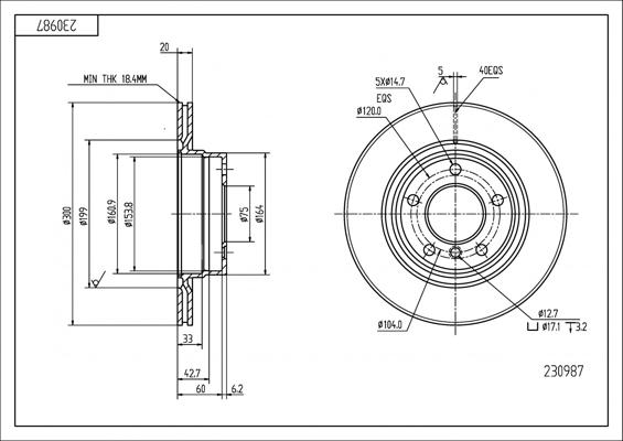 Hart 230 987 - Тормозной диск autospares.lv