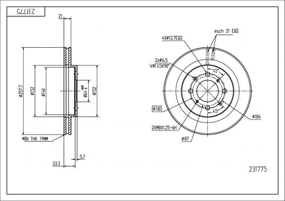 Hart 231 775 - Тормозной диск autospares.lv