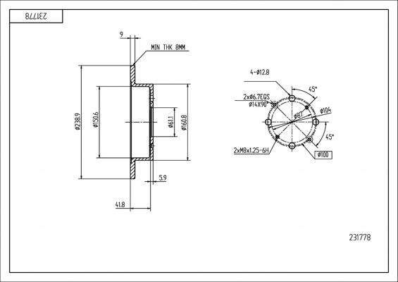 Hart 231 778 - Тормозной диск autospares.lv