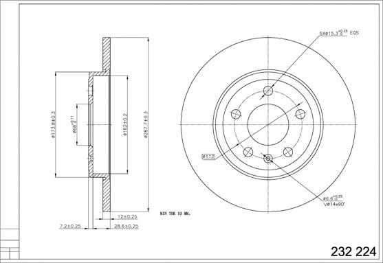 Hart 232 224 - Тормозной диск autospares.lv