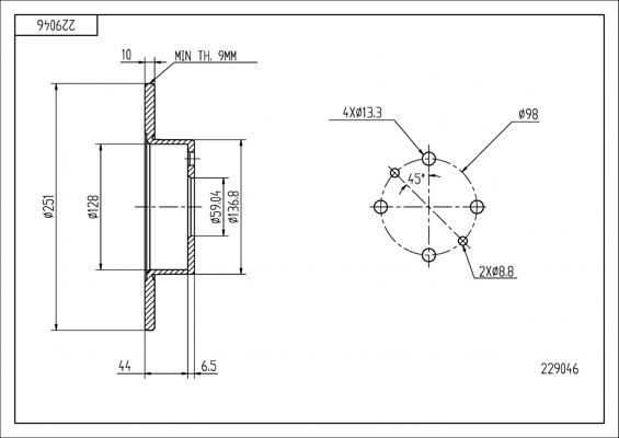 Hart 229 046 - Тормозной диск autospares.lv