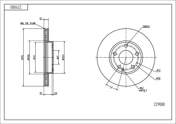 Hart 229 080 - Тормозной диск autospares.lv