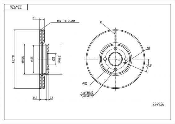 Hart 224 926 - Тормозной диск autospares.lv