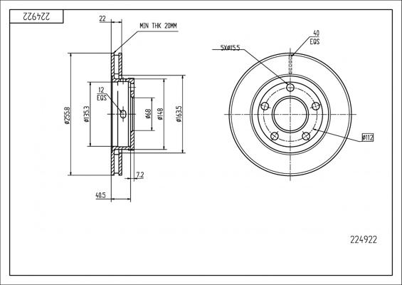 Hart 224 922 - Тормозной диск autospares.lv