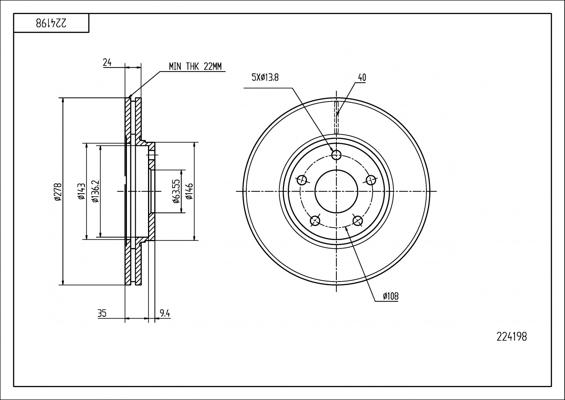 Hart 224 198 - Тормозной диск autospares.lv