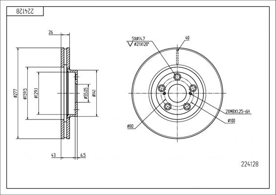 Hart 224 128 - Тормозной диск autospares.lv