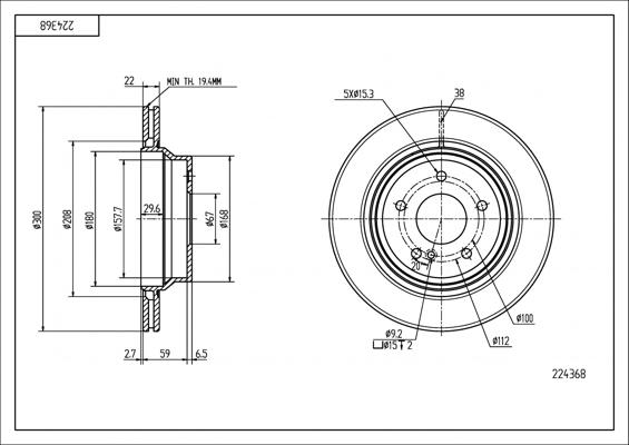 Hart 224 368 - Тормозной диск autospares.lv