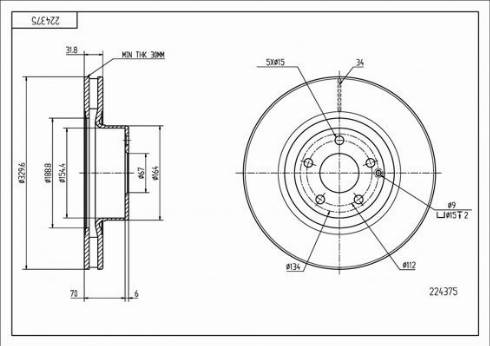 Hart 224 375 - Тормозной диск autospares.lv