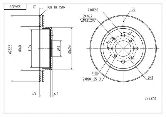 Hart 224 373 - Тормозной диск autospares.lv