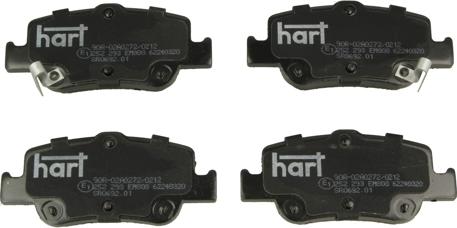 Hart 226 367 - Тормозные колодки, дисковые, комплект autospares.lv