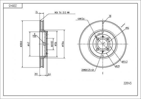 Hart 220 145 - Тормозной диск autospares.lv