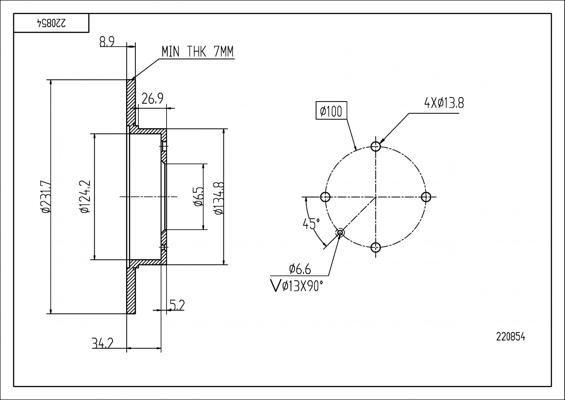 Hart 220 854 - Тормозной диск autospares.lv