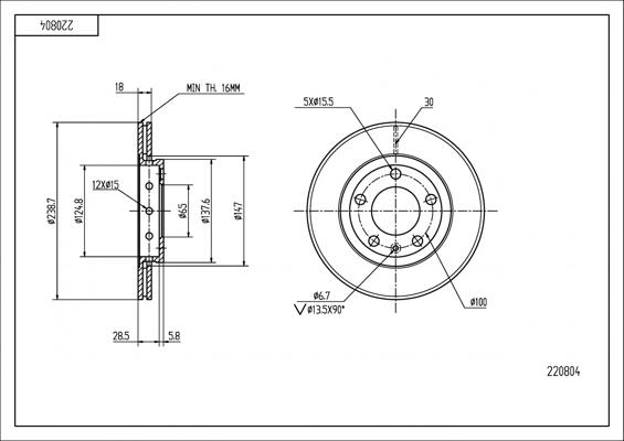 Hart 220 804 - Тормозной диск autospares.lv