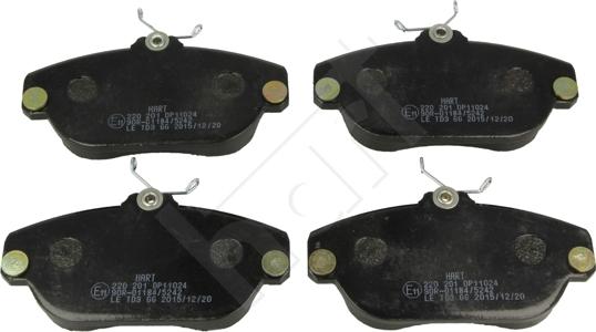 Hart 220 201 - Тормозные колодки, дисковые, комплект autospares.lv