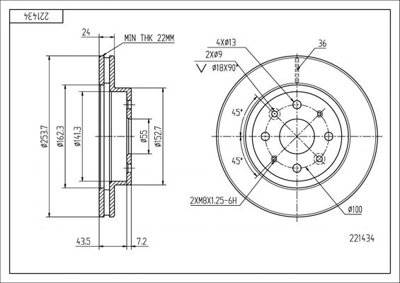 Hart 221 434 - Тормозной диск autospares.lv