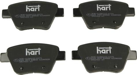 Hart 228 859 - Тормозные колодки, дисковые, комплект autospares.lv
