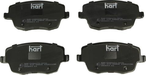 Hart 222 419 - Тормозные колодки, дисковые, комплект autospares.lv