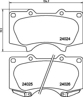 HELLA 8DB 355 045-581 - Тормозные колодки, дисковые, комплект autospares.lv