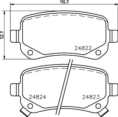 HELLA 8DB 355 045-301 - Тормозные колодки, дисковые, комплект autospares.lv