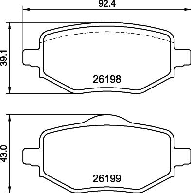 HELLA 8DB 355 040-971 - Тормозные колодки, дисковые, комплект autospares.lv