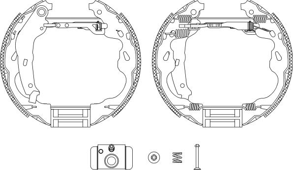 HELLA 8DB 355 004-931 - Комплект тормозных колодок, барабанные autospares.lv