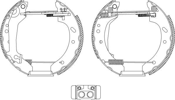 HELLA 8DB 355 004-411 - Комплект тормозных колодок, барабанные autospares.lv