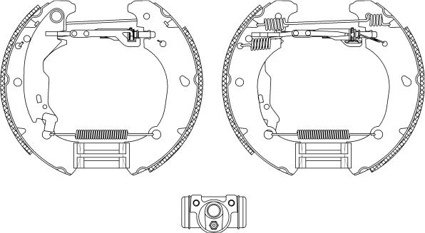 HELLA 8DB 355 004-481 - Комплект тормозных колодок, барабанные autospares.lv