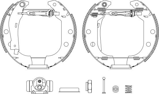 HELLA 8DB 355 004-551 - Комплект тормозных колодок, барабанные autospares.lv