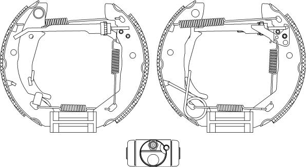 HELLA 8DB 355 004-521 - Комплект тормозных колодок, барабанные autospares.lv