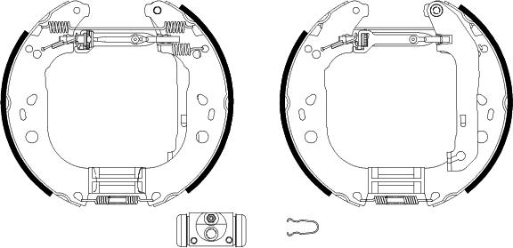 HELLA 8DB 355 004-861 - Комплект тормозных колодок, барабанные autospares.lv