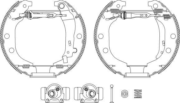 HELLA 8DB 355 004-371 - Комплект тормозных колодок, барабанные autospares.lv