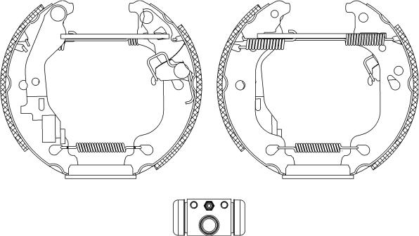 HELLA 8DB 355 004-751 - Комплект тормозных колодок, барабанные autospares.lv