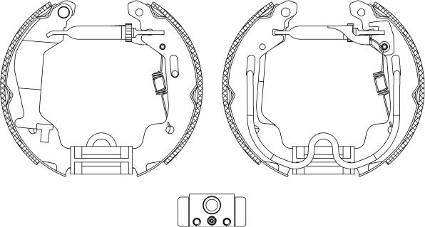 HELLA 8DB 355 004-781 - Комплект тормозных колодок, барабанные autospares.lv