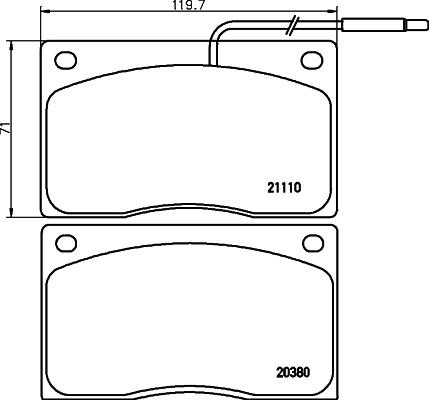 HELLA 8DB 355 005-931 - Тормозные колодки, дисковые, комплект autospares.lv