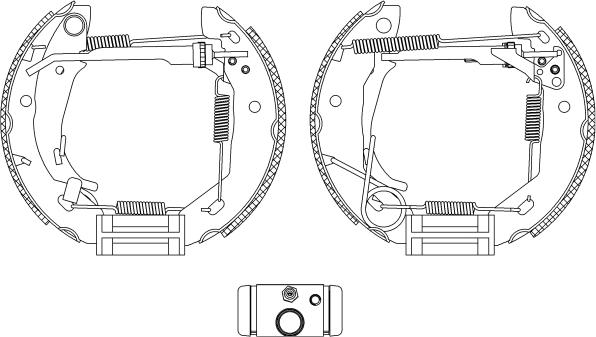 HELLA 8DB 355 005-061 - Комплект тормозных колодок, барабанные autospares.lv