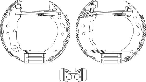 HELLA 8DB 355 005-011 - Комплект тормозных колодок, барабанные autospares.lv