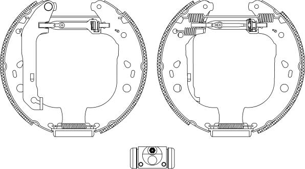 HELLA 8DB 355 005-101 - Комплект тормозных колодок, барабанные autospares.lv