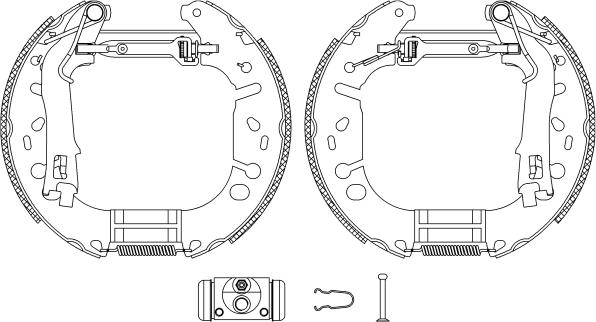 HELLA 8DB 355 005-131 - Комплект тормозных колодок, барабанные autospares.lv