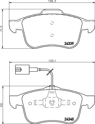 HELLA 8DB 355 006-901 - Тормозные колодки, дисковые, комплект autospares.lv