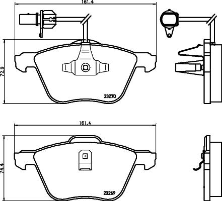 HELLA 8DB 355 008-921 - Тормозные колодки, дисковые, комплект autospares.lv