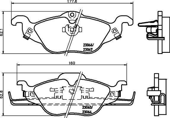 HELLA 8DB 355 008-571 - Тормозные колодки, дисковые, комплект autospares.lv