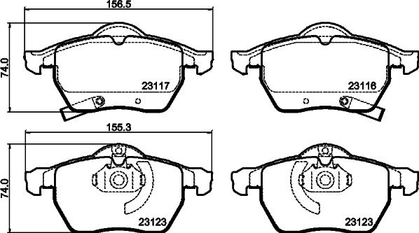 HELLA 8DB 355 008-141 - Тормозные колодки, дисковые, комплект autospares.lv