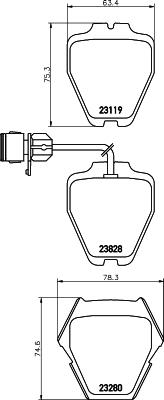 HELLA 8DB 355 008-791 - Тормозные колодки, дисковые, комплект autospares.lv