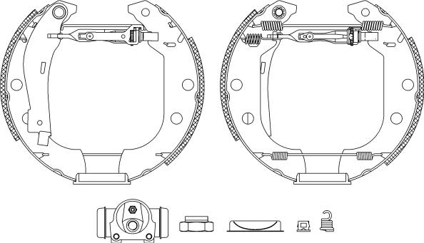 HELLA 8DB 355 003-951 - Комплект тормозных колодок, барабанные autospares.lv